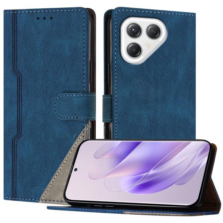 For Tecno Pova 7 5G Color Matching Buckle Clasp Vegan Leather Phone Case(Blue)