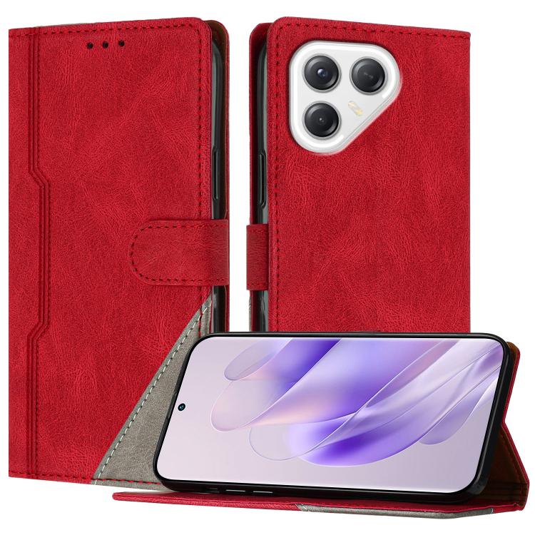 For Tecno Pova 7 5G Color Matching Buckle Clasp Vegan Leather Phone Case(Red)