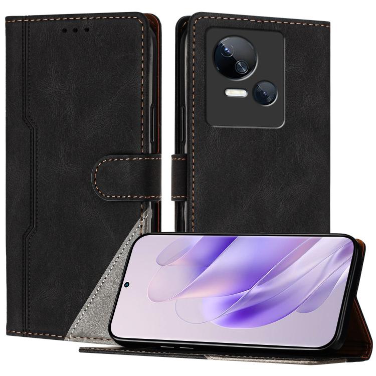 For Tecno Spark 10 5G Color Matching Buckle Clasp Vegan Leather Phone Case(Black)