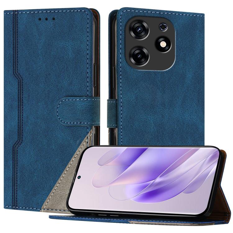 For Tecno Spark 10 Pro Color Matching Buckle Clasp Vegan Leather Phone Case(Blue)
