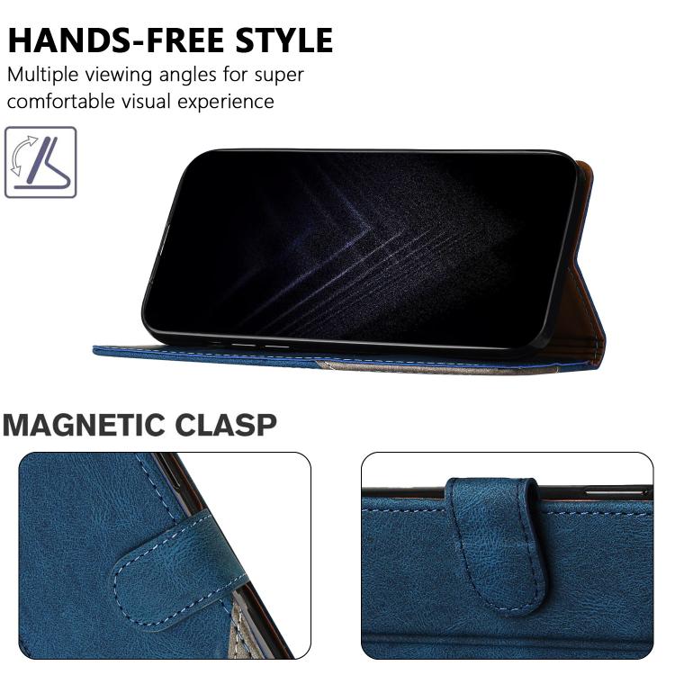 For Tecno Spark 10 Pro Color Matching Buckle Clasp Vegan Leather Phone Case(Blue) - Image 3