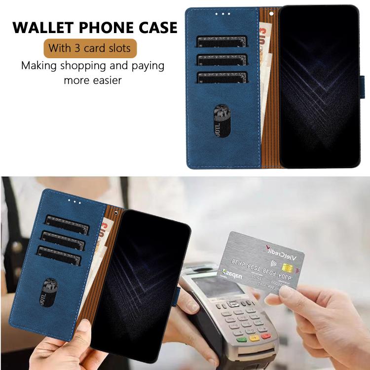 For Tecno Spark 10 Pro Color Matching Buckle Clasp Vegan Leather Phone Case(Blue) - Image 4