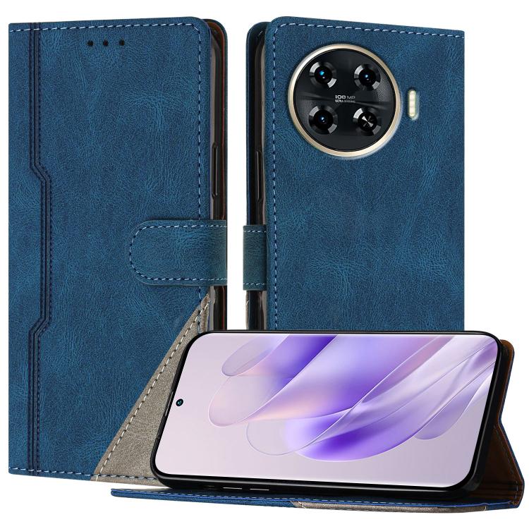 For Tecno Spark 20 Pro+ Color Matching Buckle Clasp Vegan Leather Phone Case(Blue)