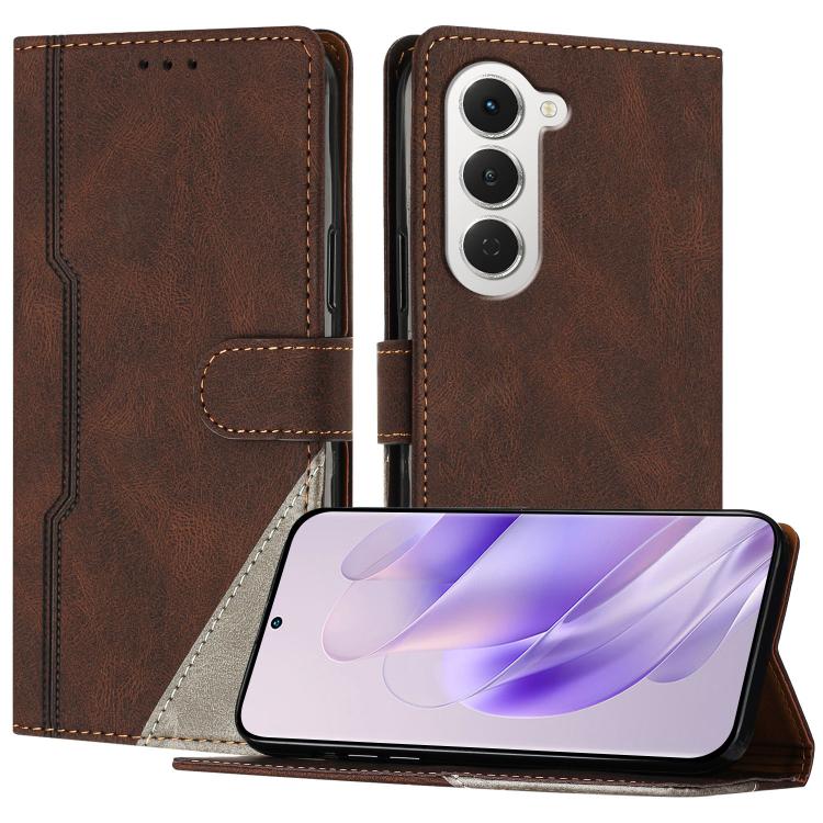 For Tecno Spark 40 Pro 4G Color Matching Buckle Clasp Vegan Leather Phone Case(Brown)
