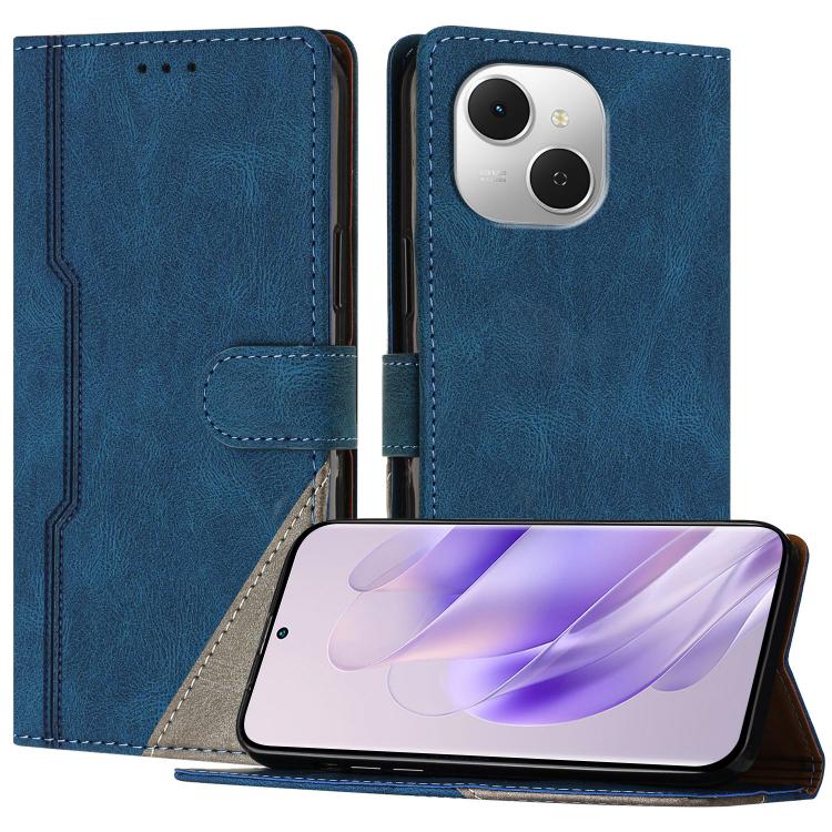 For Tecno Spark 40C Color Matching Buckle Clasp Vegan Leather Phone Case(Blue)