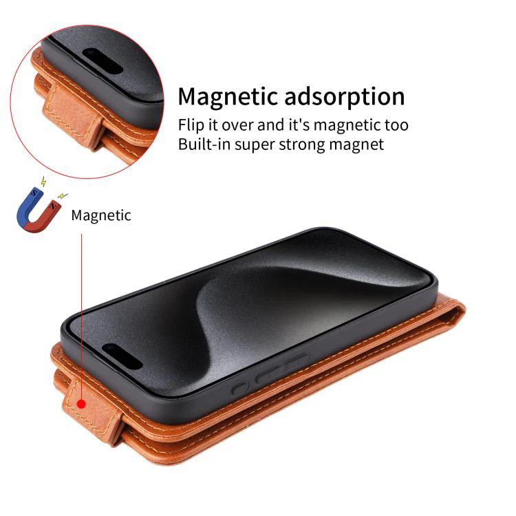 For Tecno Spark 50 5G Magnetic Vertical Flip Leather Phone Case with Buckle(Brown) - Image 5
