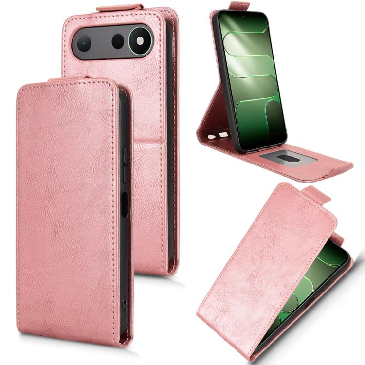 For Tecno Spark 50 5G Magnetic Vertical Flip Leather Phone Case with Buckle(Rose Gold)