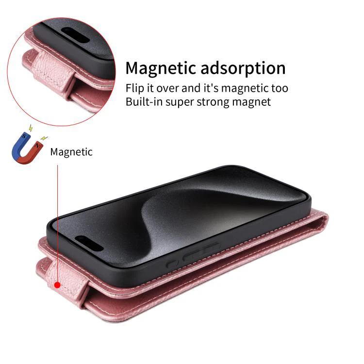 For Tecno Spark 50 5G Magnetic Vertical Flip Leather Phone Case with Buckle(Rose Gold) - Image 5