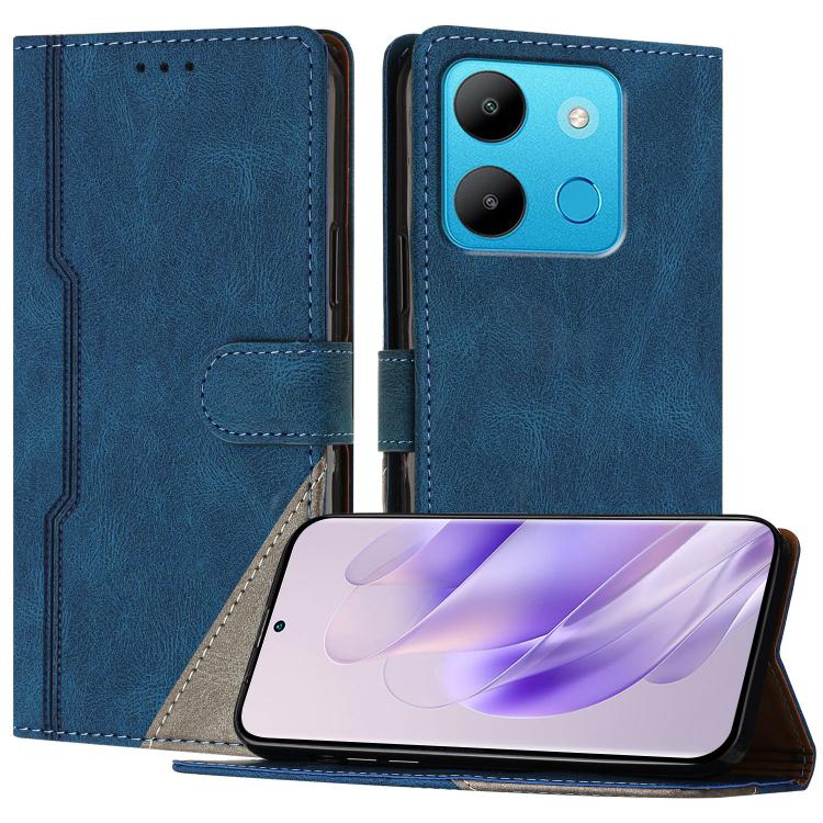 For Tecno Spark Go 2023 Color Matching Buckle Clasp Vegan Leather Phone Case(Blue)