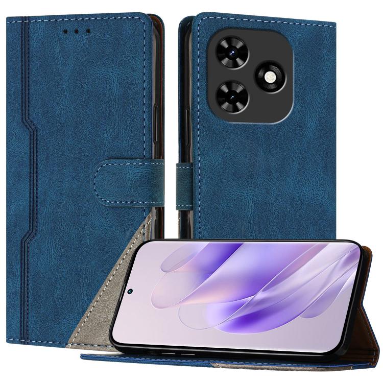 For Tecno Spark Go 2024 Color Matching Buckle Clasp Vegan Leather Phone Case(Blue)