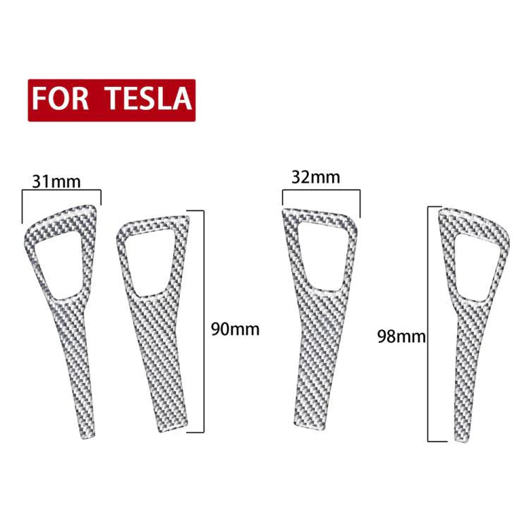 For Tesla Model 3 2017-2022 / Y 2020-2024 4pcs/Set Carbon Fiber Car Door Switch Panel Decorative Sticker, Left and Right Drive(Silver) - Image 5
