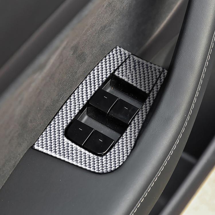 For Tesla Model 3 2017-2022 / Y 2020-2024 6pcs/Set Carbon Fiber Car Window Lift Panel Decorative Sticker, Left Drive(Silver) - Image 3
