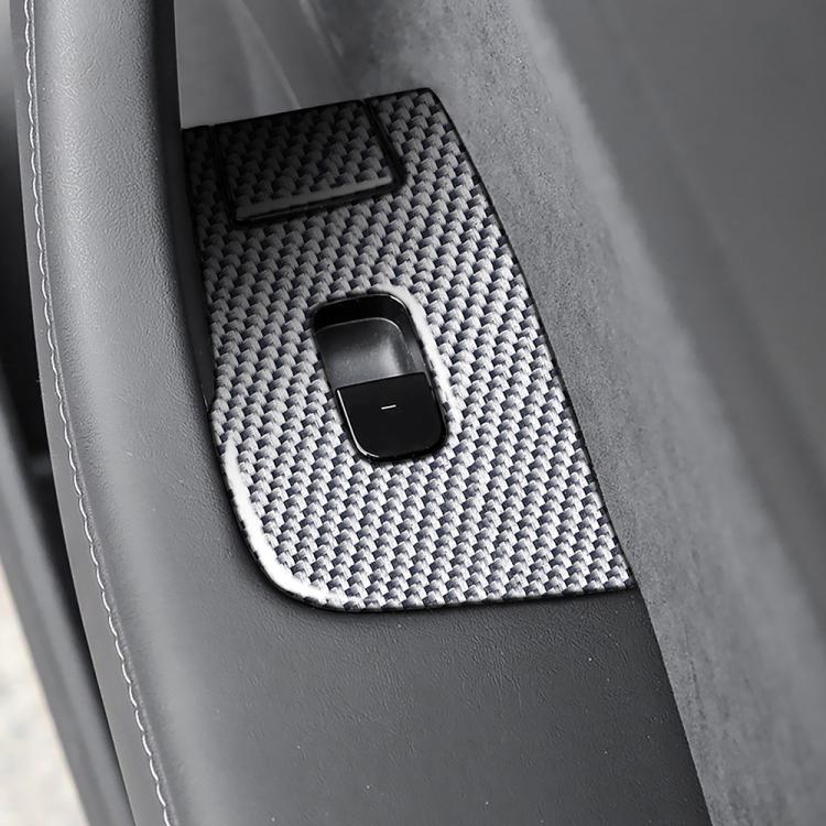 For Tesla Model 3 2017-2022 / Y 2020-2024 6pcs/Set Carbon Fiber Car Window Lift Panel Decorative Sticker, Left Drive(Silver) - Image 4