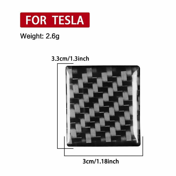For Tesla Model 3 2019-2022 / Model Y 2019-2024 Carbon Fiber Car Emergency Light Button Decorative Sticker, Left and Right Drive(Black) - Image 3