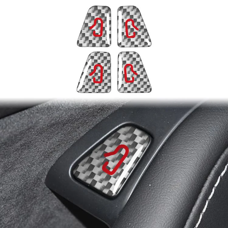 For Tesla Model 3 2019-2023 / Y 2019-2024 4pcs/Set Carbon Fiber Car Door Switch Decorative Sticker with Label, Left and Right Drive(Silver)
