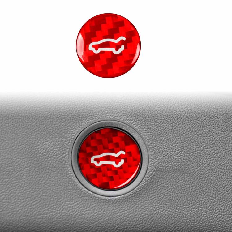 For Tesla Model 3 2019-2023 / Y 2019-2024 Carbon Fiber Car Trunk Button Decorative Sticker, Left and Right Drive(Red)