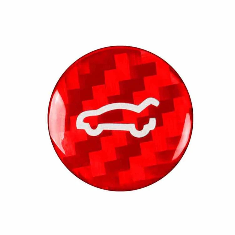 For Tesla Model 3 2019-2023 / Y 2019-2024 Carbon Fiber Car Trunk Button Decorative Sticker, Left and Right Drive(Red) - Image 2