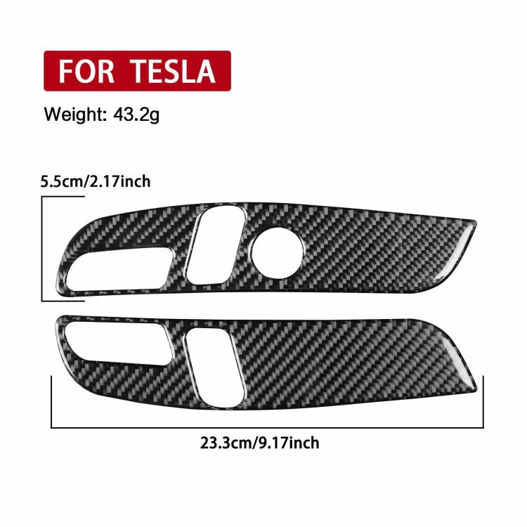 For Tesla Model 3 2023- 2pcs/Set Carbon Fiber Car Seat Adjustment Panel Decorative Sticker, Left Drive(Black) - Image 4