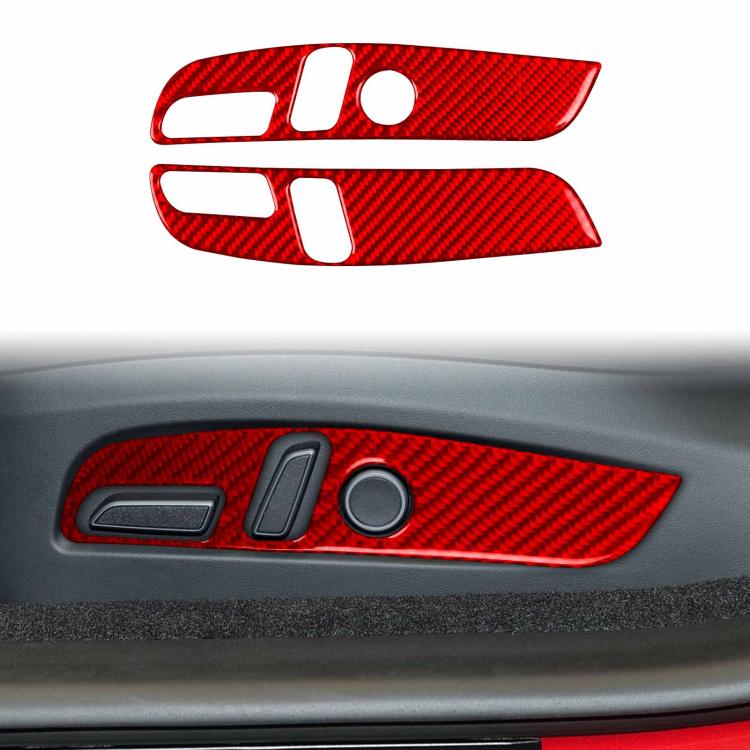 For Tesla Model 3 2023- 2pcs/Set Carbon Fiber Car Seat Adjustment Panel Decorative Sticker, Left Drive(Red)