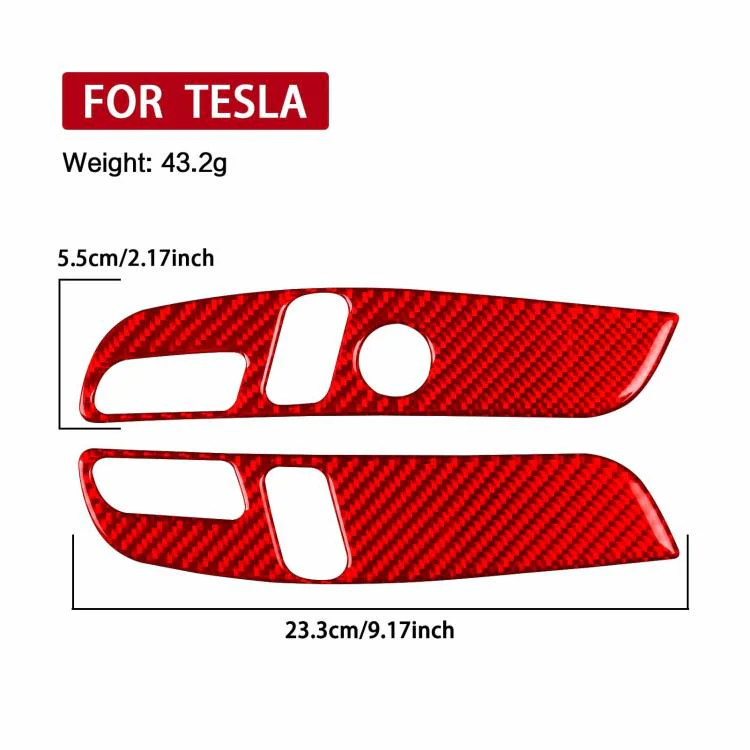 For Tesla Model 3 2023- 2pcs/Set Carbon Fiber Car Seat Adjustment Panel Decorative Sticker, Left Drive(Red) - Image 4