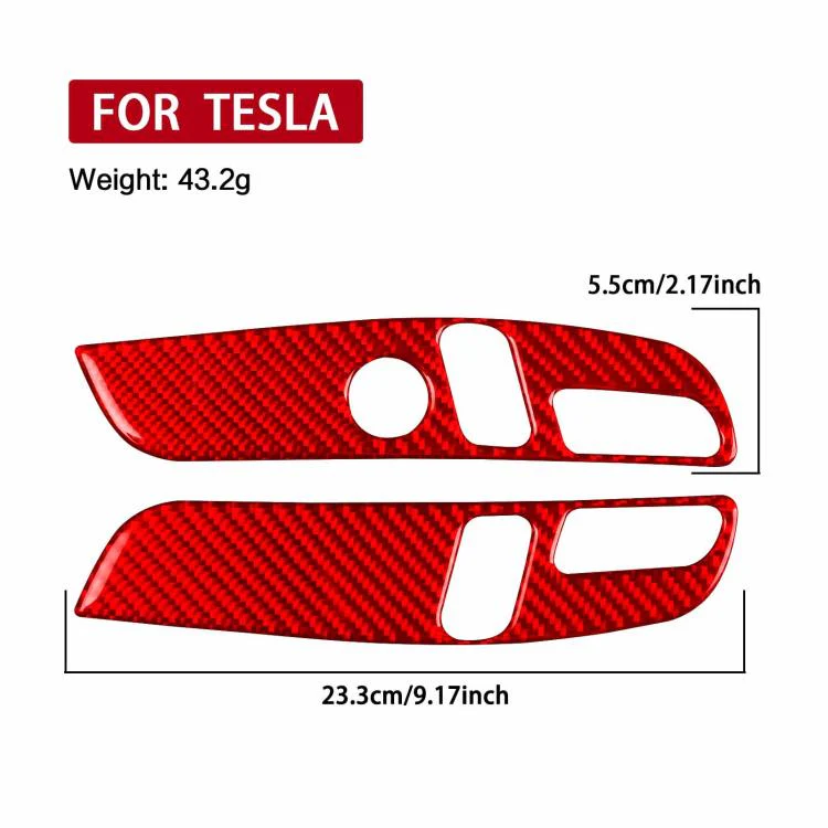 For Tesla Model 3 2023- 2pcs/Set Carbon Fiber Car Seat Adjustment Panel Decorative Sticker, Right Drive(Red) - Image 4