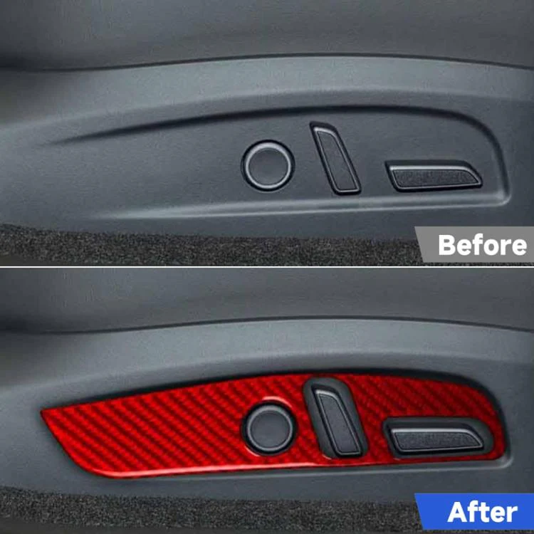For Tesla Model 3 2023- 2pcs/Set Carbon Fiber Car Seat Adjustment Panel Decorative Sticker, Right Drive(Red) - Image 7