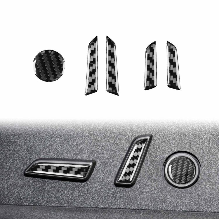 For Tesla Model 3 2023- 5pcs/Set Carbon Fiber Car Seat Adjustment Button Decorative Sticker, Left and Right Drive(Black)