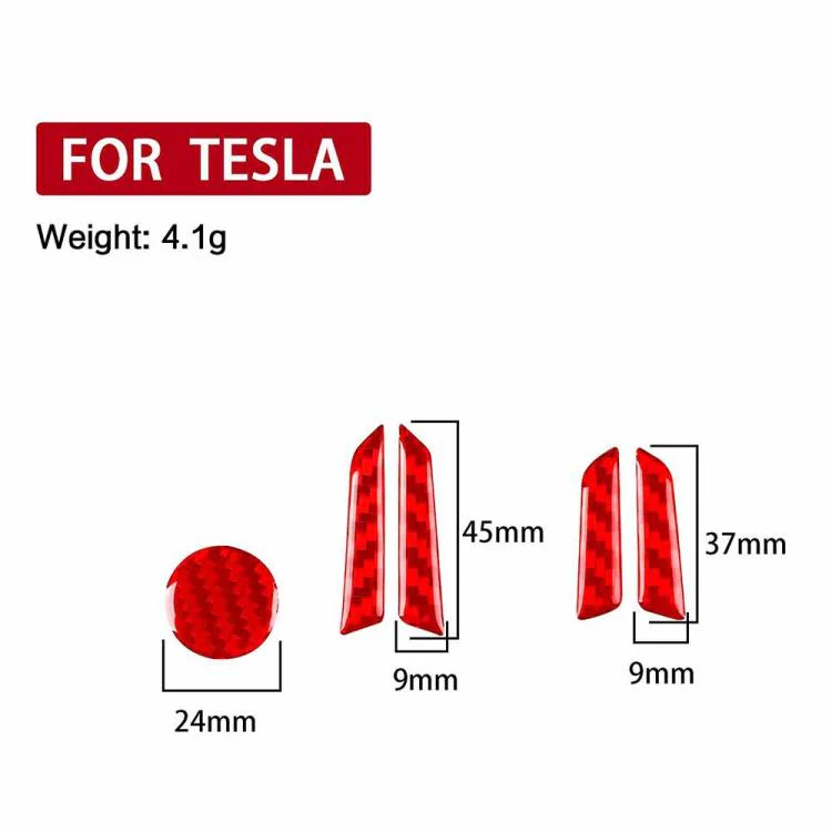 For Tesla Model 3 2023- 5pcs/Set Carbon Fiber Car Seat Adjustment Button Decorative Sticker, Left and Right Drive(Black) - Image 4