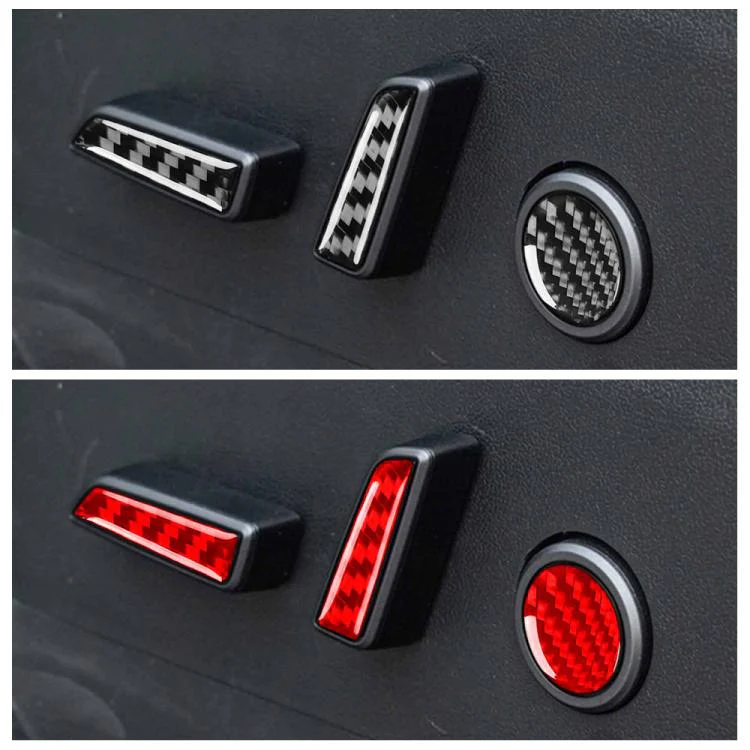For Tesla Model 3 2023- 5pcs/Set Carbon Fiber Car Seat Adjustment Button Decorative Sticker, Left and Right Drive(Black) - Image 6