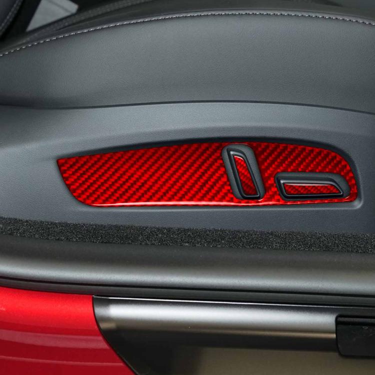 For Tesla Model 3 2023- 7pcs/Set Carbon Fiber Car Seat Adjustment Panel Decorative Sticker, Left Drive(Red) - Image 4