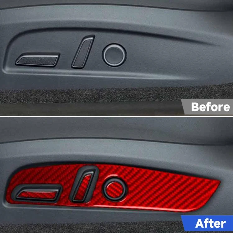 For Tesla Model 3 2023- 7pcs/Set Carbon Fiber Car Seat Adjustment Panel Decorative Sticker, Left Drive(Red) - Image 5