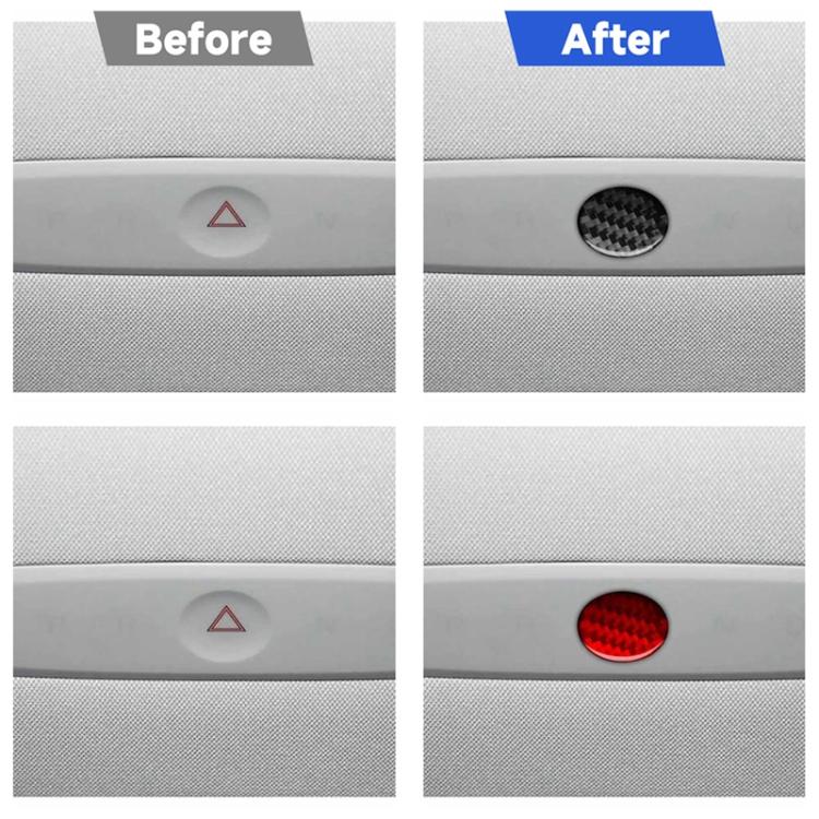 For Tesla Model 3 2023- Carbon Fiber Car Emergency Light Button Decorative Sticker, Left and Right Drive(Black) - Image 6