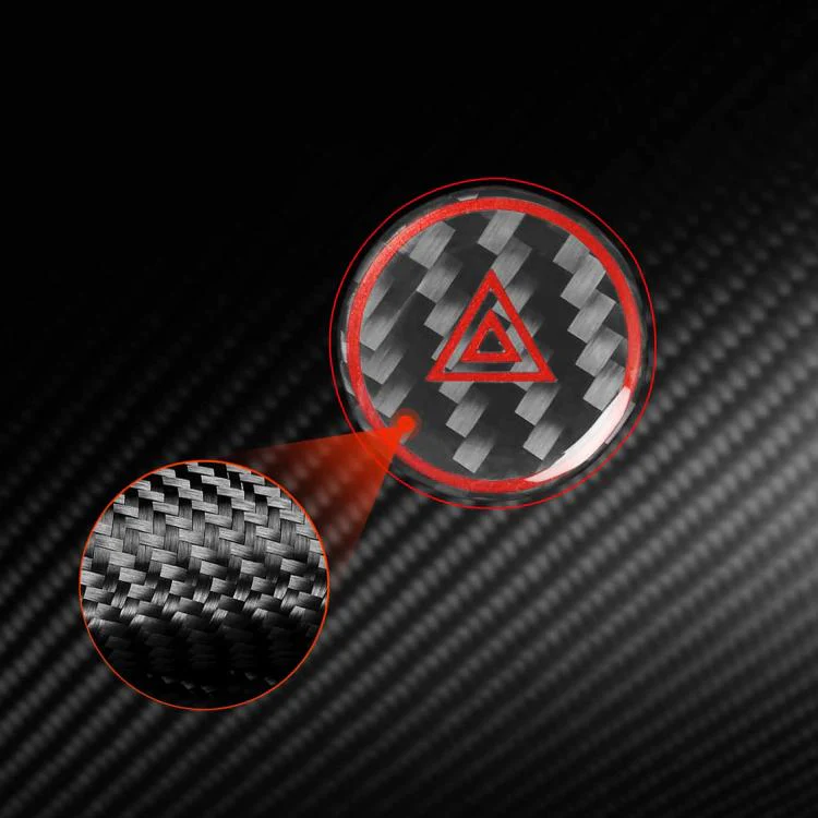 For Tesla Model 3 2023- Carbon Fiber Car Emergency Light Button with Label Decorative Sticker, Left and Right Drive(Red) - Image 3