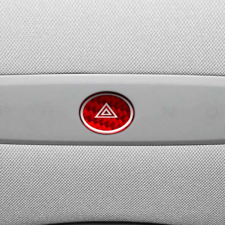 For Tesla Model 3 2023- Carbon Fiber Car Emergency Light Button with Label Decorative Sticker, Left and Right Drive(Red) - Image 4