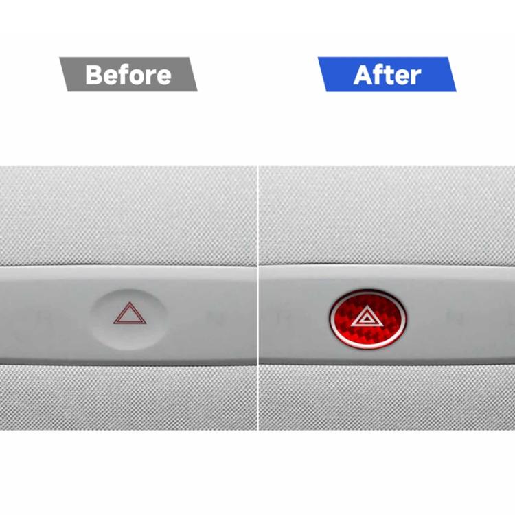 For Tesla Model 3 2023- Carbon Fiber Car Emergency Light Button with Label Decorative Sticker, Left and Right Drive(Red) - Image 5
