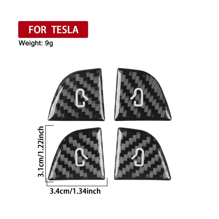 For Tesla Model 3 4pcs/ Set B-type Car Window Switch Stickers(Black) - Image 3