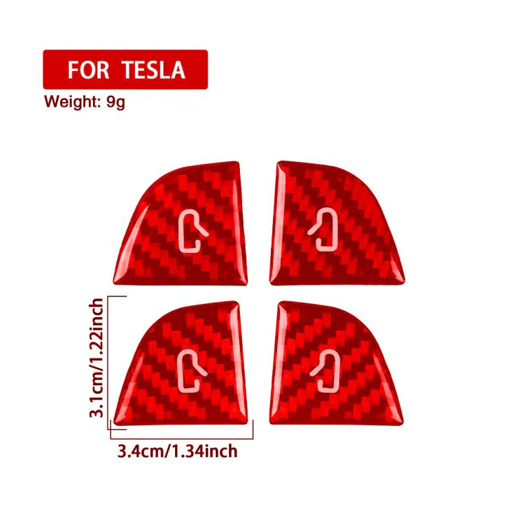 For Tesla Model 3 4pcs/ Set B-type Car Window Switch Stickers(Red) - Image 3