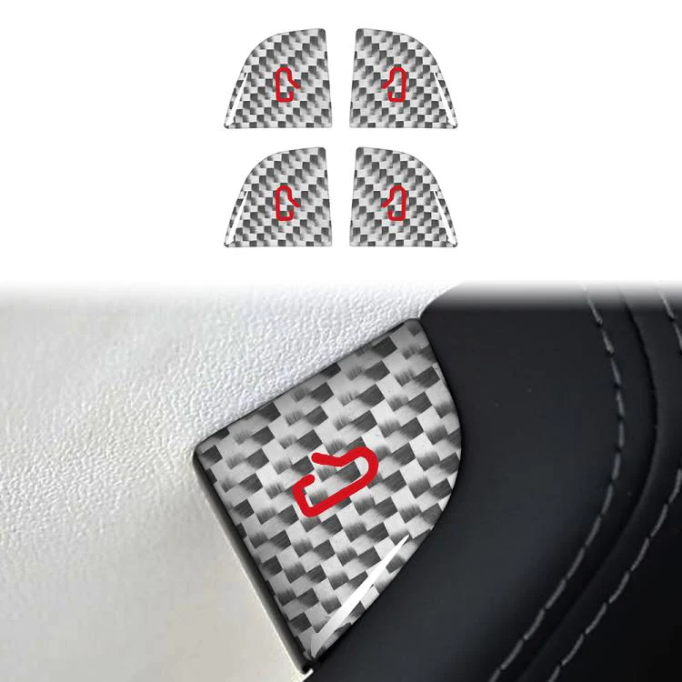 For Tesla Model 3 New Edition 2023+ 4pcs/Set Carbon Fiber Car Door Switch Decorative Sticker with Label, Left and Right Drive(Silver)