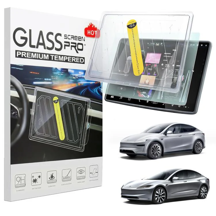 For Tesla Model 3 Refresh Easy Install Box Dust-Free Anti-Fingerprint Car Navigator HD Tempered Glass Film