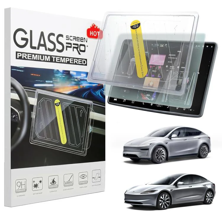For Tesla Model 3 Refresh Easy Install Box Dust-Free Anti-Fingerprint Car Navigator Matte Tempered Glass Film