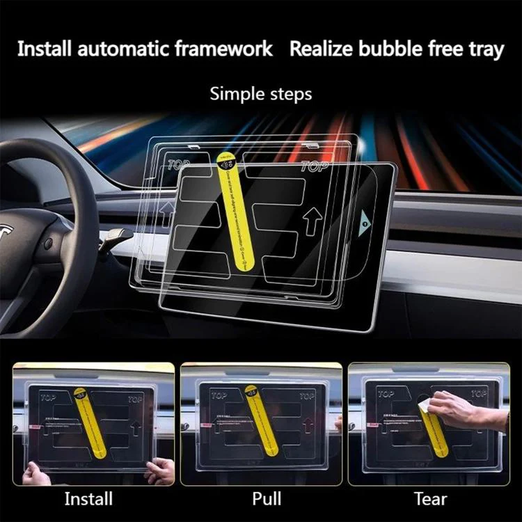 For Tesla Model 3 Refresh Easy Install Box Dust-Free Anti-Fingerprint Car Navigator Matte Tempered Glass Film - Image 3