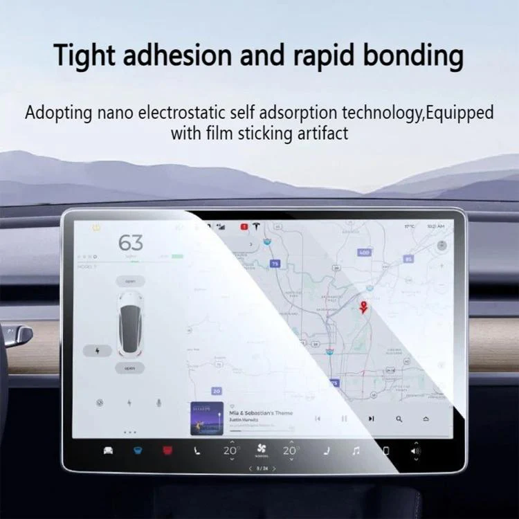For Tesla Model 3 Refresh Easy Install Box Dust-Free Anti-Fingerprint Car Navigator Matte Tempered Glass Film - Image 4