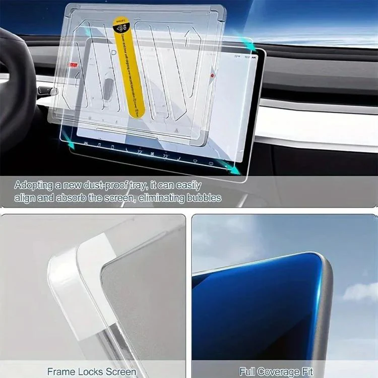 For Tesla Model 3 Refresh Easy Install Box Dust-Free Anti-Fingerprint Car Navigator Matte Tempered Glass Film - Image 7