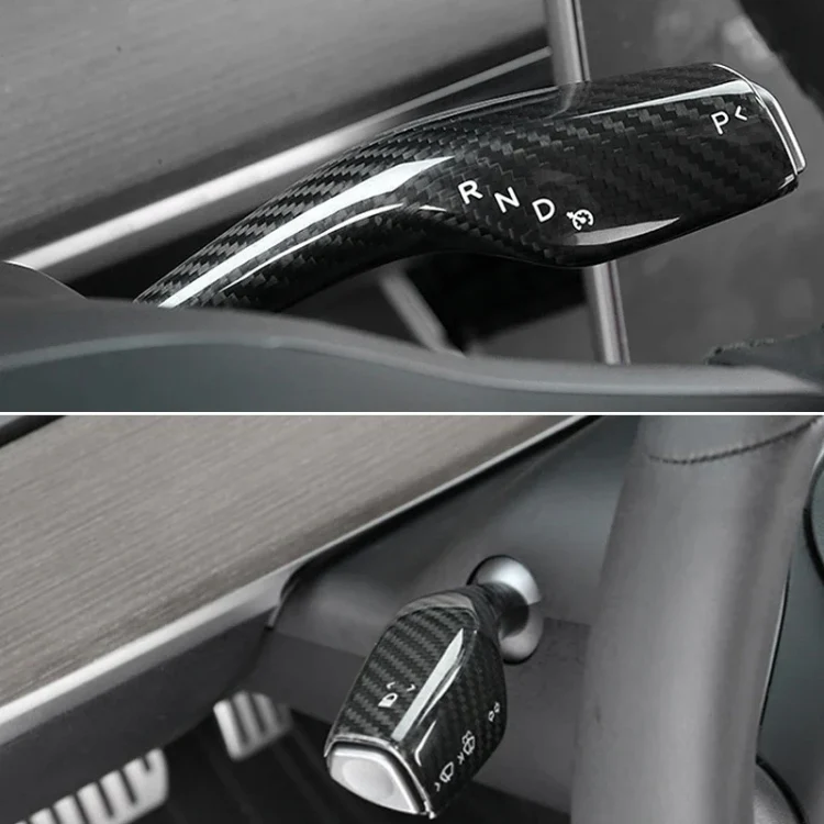 For Tesla Model 3 / Y 2pcs/Set Car Turn Signal Lever Carbon Fiber Pattern Protective Cover(Bright Red) - Image 4