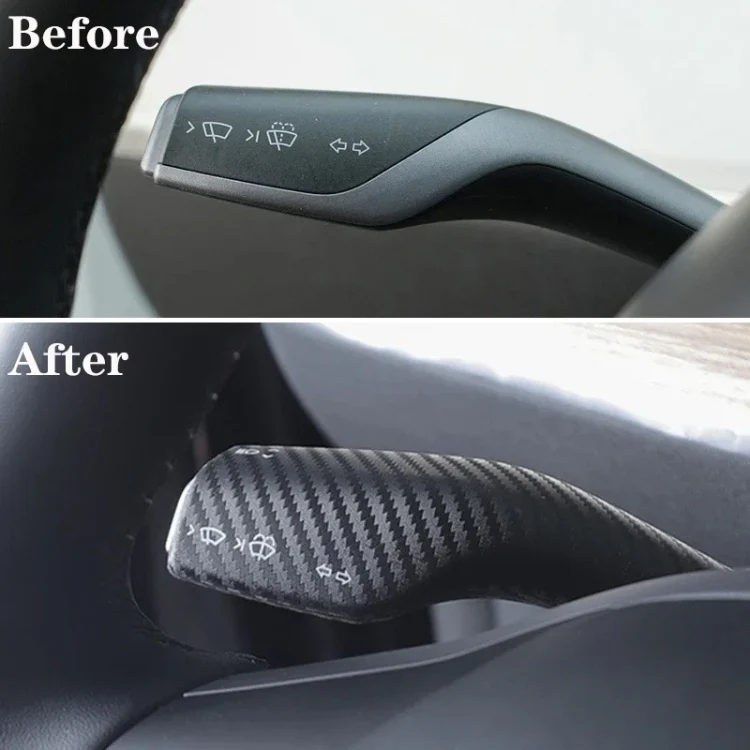 For Tesla Model 3 / Y 2pcs/Set Car Turn Signal Lever Carbon Fiber Pattern Protective Cover(Bright Red) - Image 6