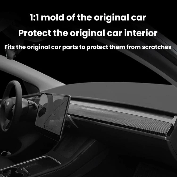 For Tesla Model 3 / Y Dashboard Decor Trim Strip(Carbon Fiber Matte Finish) - Image 3