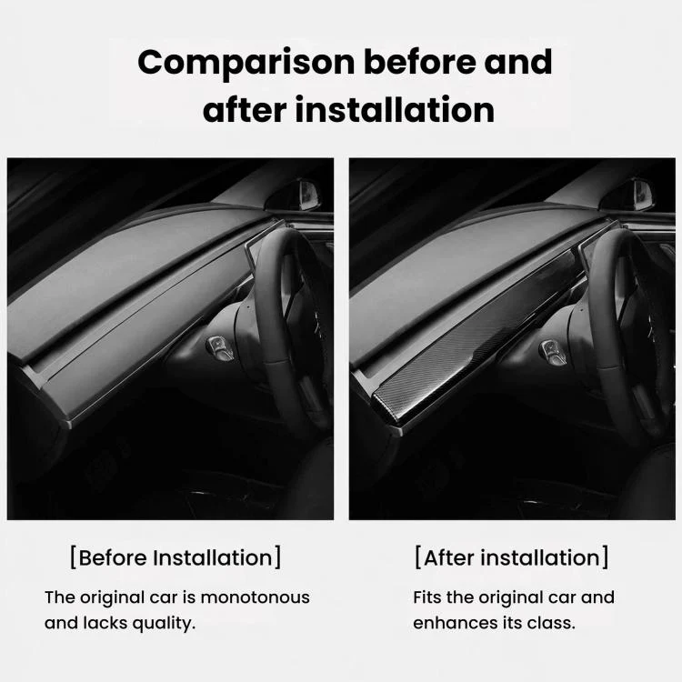 For Tesla Model 3 / Y Dashboard Decor Trim Strip(Carbon Fiber Matte Finish) - Image 5