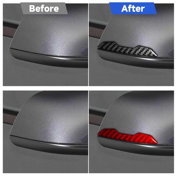 For Tesla Model 3 / Y / S / X 2pcs/Set Carbon Fiber Car Rearview Mirror Anti-collision Decorative Sticker, Left and Right Drive(Black) - Image 7