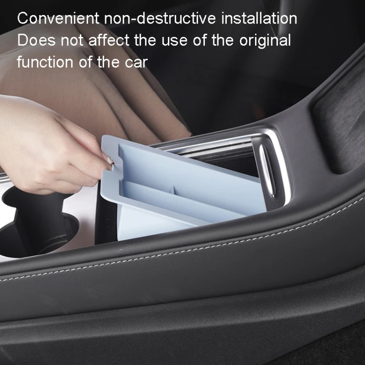 For Tesla Model 3 / Y Silicone Double Layer Storage Small Ice Box, Style: Center Front With Divider (Black) - Image 8