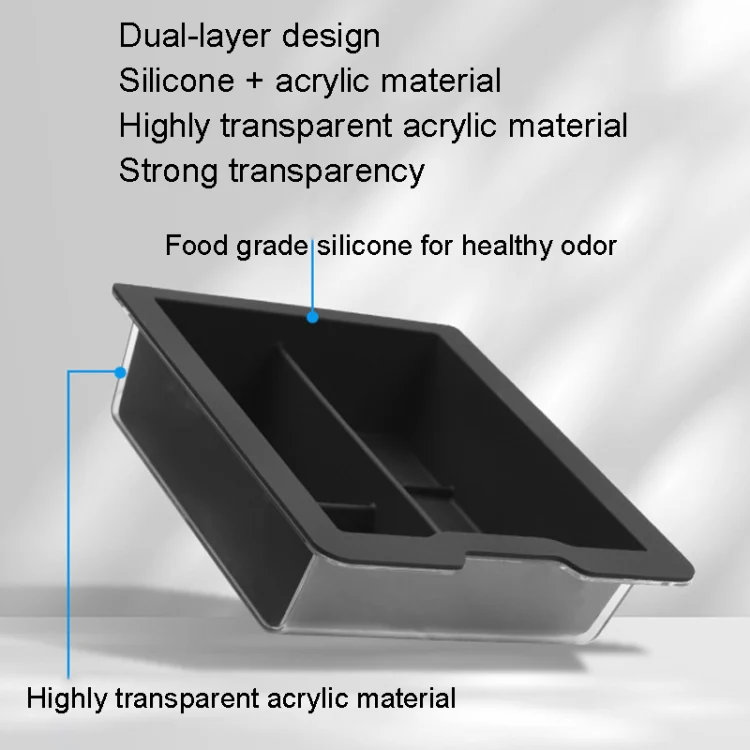 For Tesla Model 3 / Y Silicone Double Layer Storage Small Ice Box, Style: Rear Center No Separation (Black) - Image 3